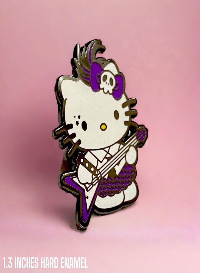 KOZUKI Rock & RolL PIN Guitar Pin Rock n Roll Pin Music Pin Kitty Pin Enamel Pin for Music Lover Rock Band Pin Guitar Brooch (Purple) - Image 4